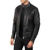 Mens Black Leather Biker Jacket